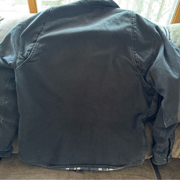 Carhartt 100590 001 Black Canvas Flannel Lined Snap Front Shacket Men’s L Tall - Picture 9 of 10